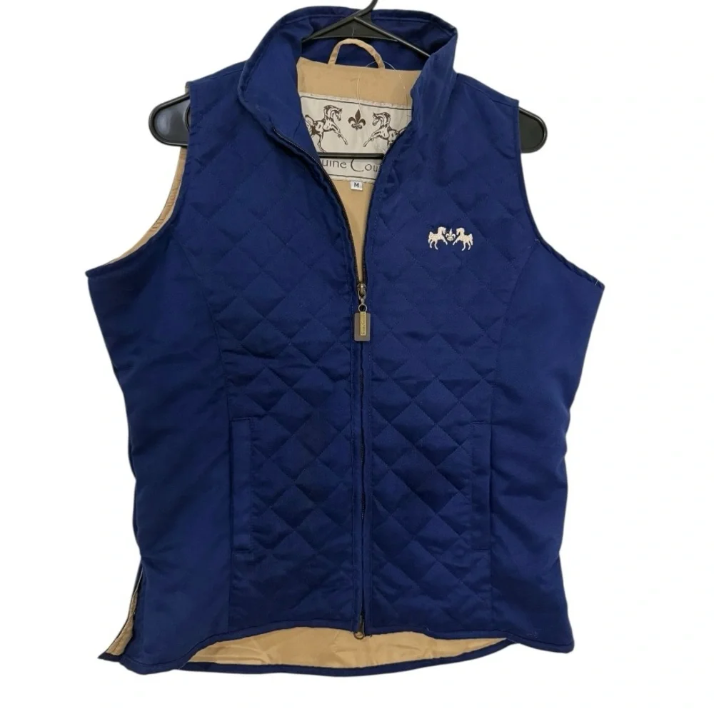 Equine Couture Navy Quilted Riding Vest Women’s M Equestrian Micro Suede NWOT - Picture 3 of 9